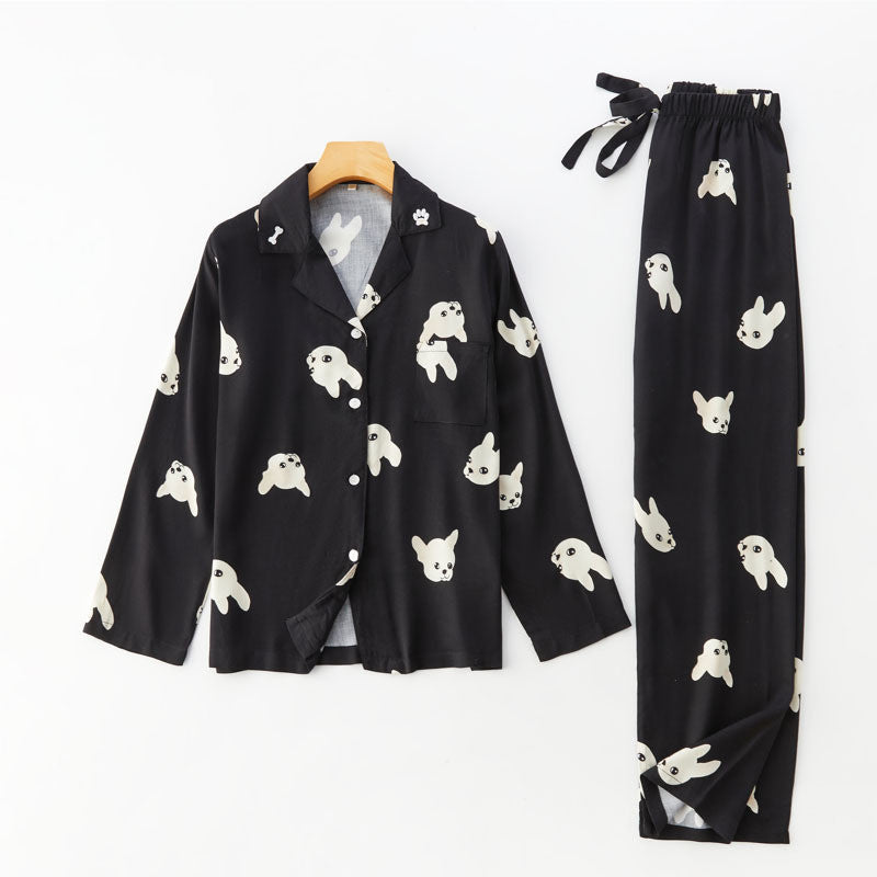 Couple's Satin Pajamas Dou Gold Black Baby Dog