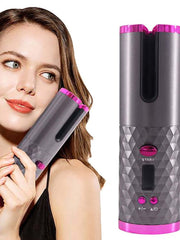 LED Screen Electric Automatic Rotating Curling Iron 3000mAh Mini Portable Thermostatic Electric Cordless Hair Curler