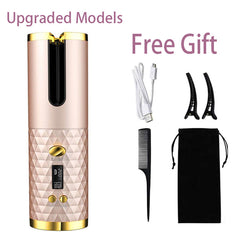 LED Screen Electric Automatic Rotating Curling Iron 3000mAh Mini Portable Thermostatic Electric Cordless Hair Curler