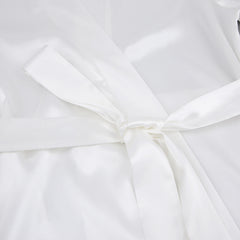 White Fashion Bowknot Pajamas Satin Long Ladies' Homewear