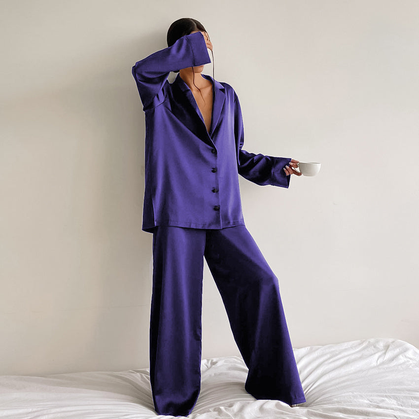 Women's Home  Silk Pure Color Pajamas