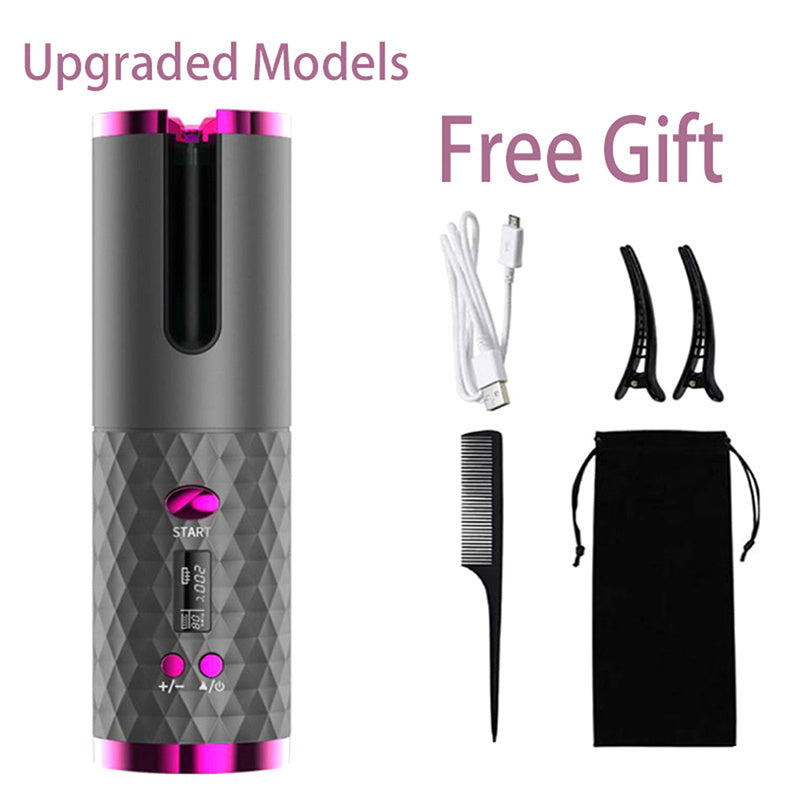 LED Screen Electric Automatic Rotating Curling Iron 3000mAh Mini Portable Thermostatic Electric Cordless Hair Curler