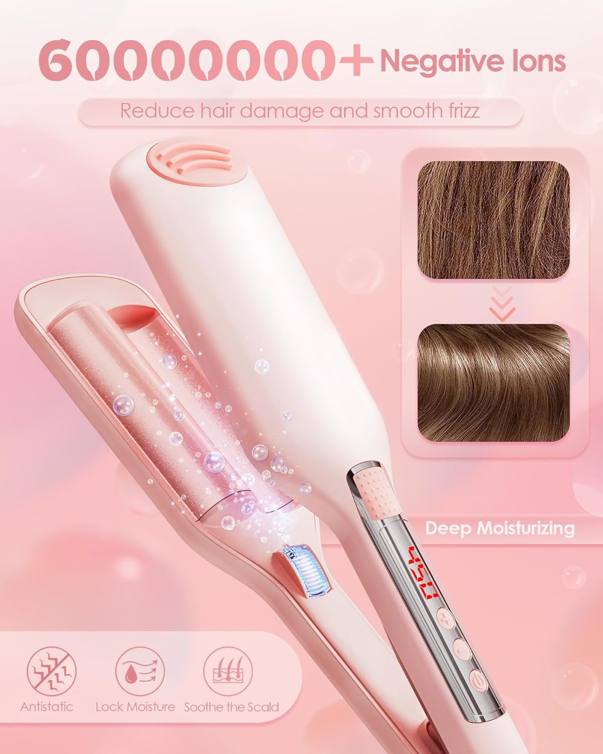 Anti Scald Hair Crimper,2 Barrel Ionic Wavy Hair Curler For Women,1.1in 28MM Rapid Heating Curling Wand, Hair Waver,Crimper Hair Iron For Wide Deep Waves Silicone Adjustab - Egga Concept