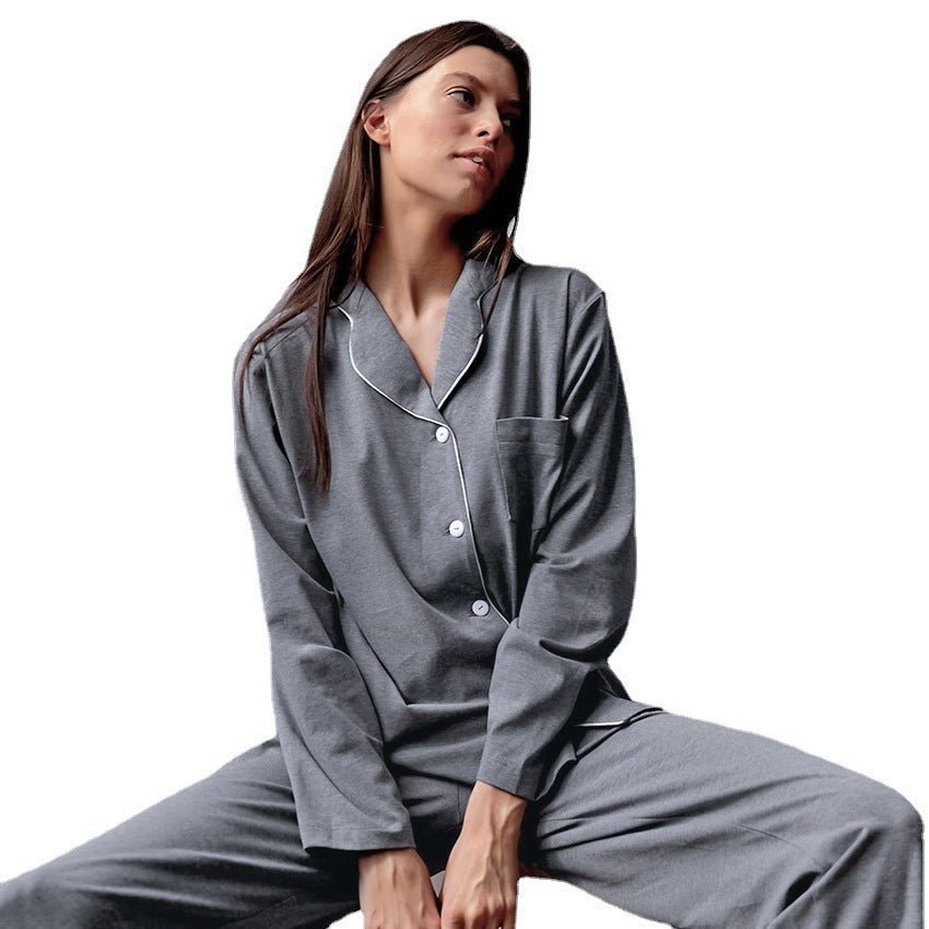 Autumn New French Simplicity Comfortable Thermal Knitting Cotton Silk Long - sleeved Pajamas For Women - Egga Concept