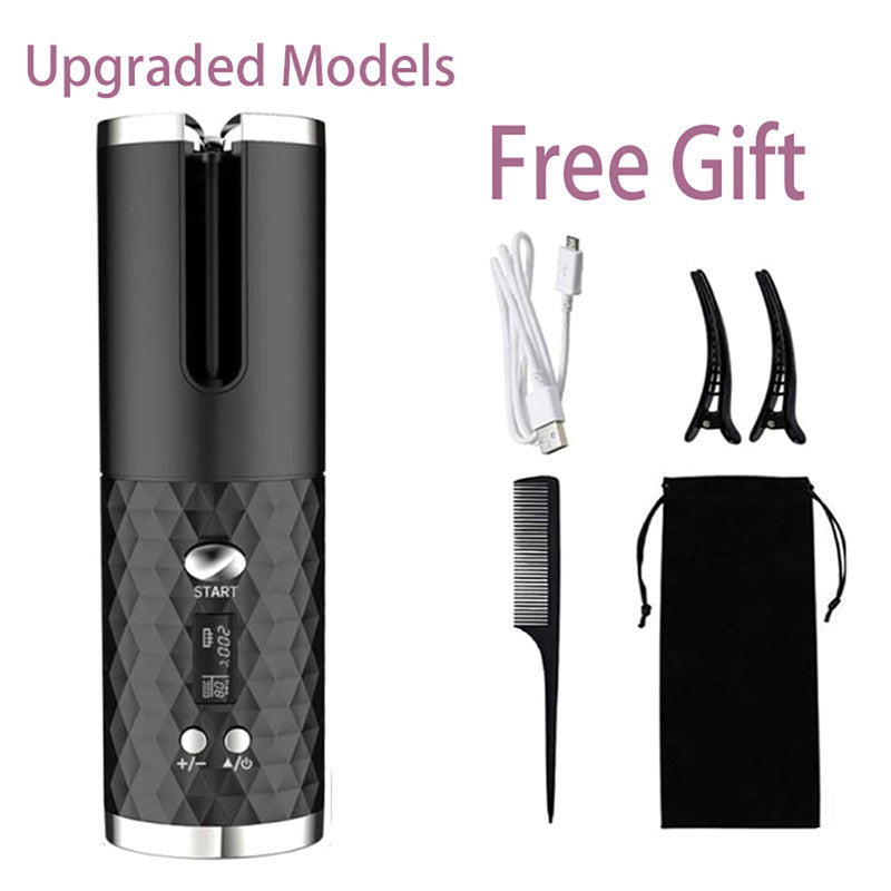 LED Screen Electric Automatic Rotating Curling Iron 3000mAh Mini Portable Thermostatic Electric Cordless Hair Curler