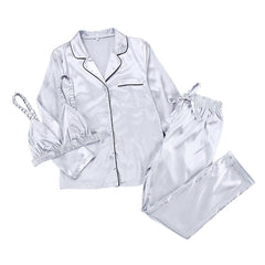 Women's Long Sleeve Loose Satin Home Pajamas Three Piece Set